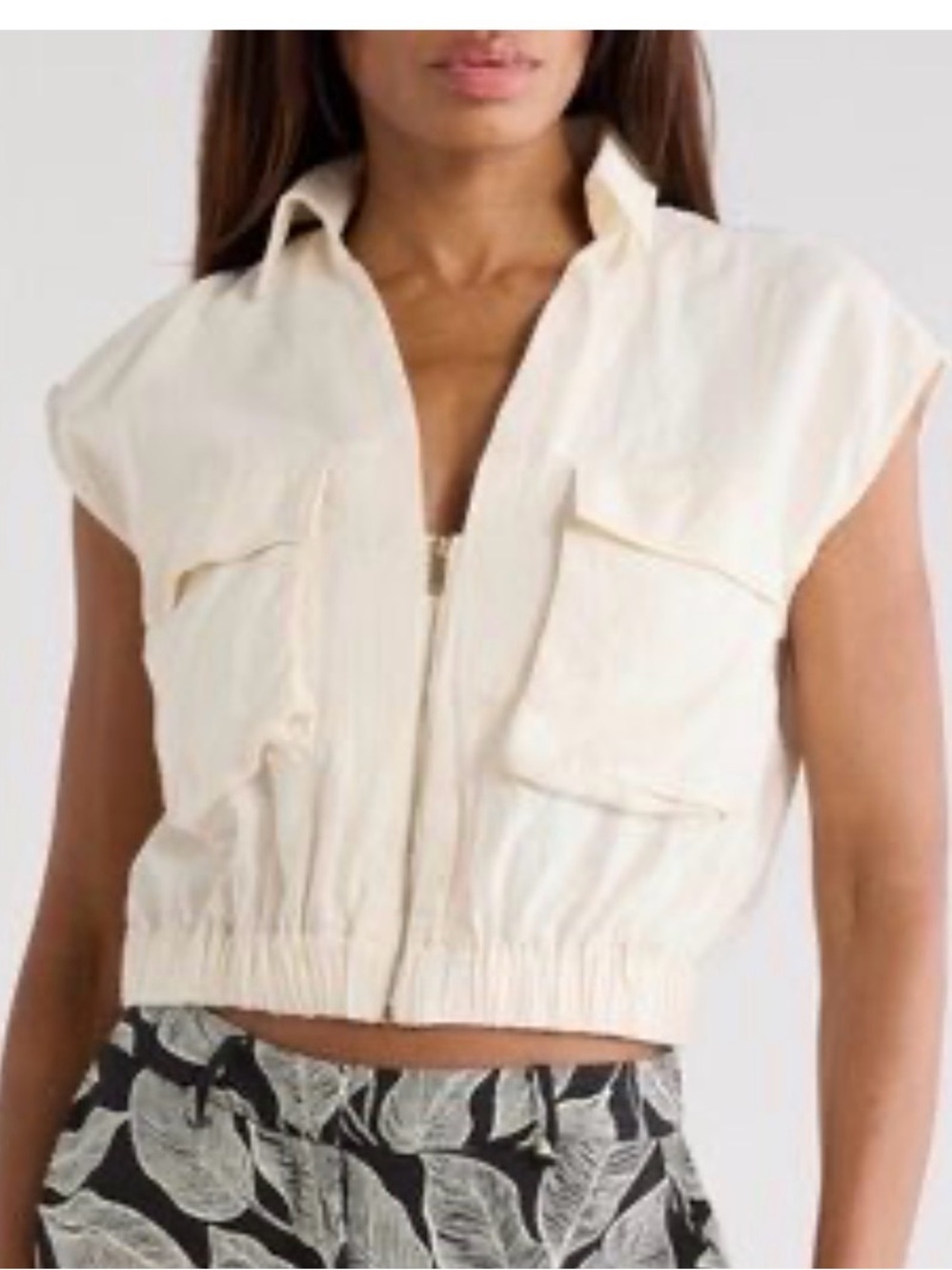 Jason Wu Cream Cropped Zip-Front Utility Top